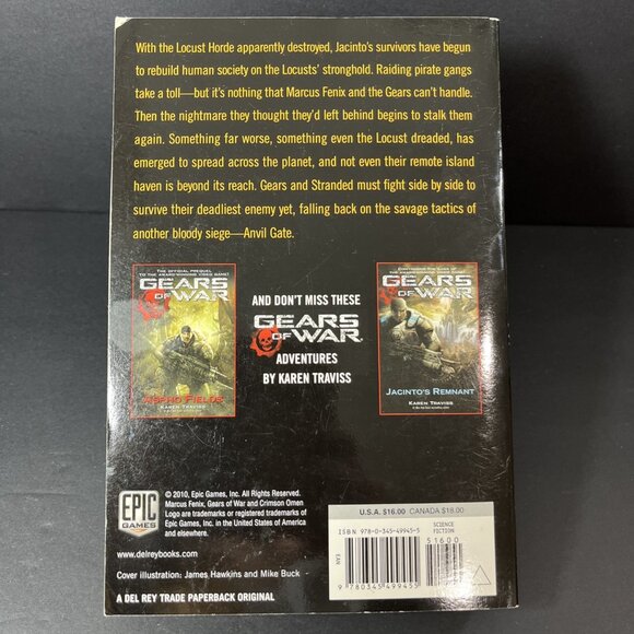 Gears Of War Anvil Gate By Karen Traviss Paperback 2010 Epic Games Del Rey US - Picture 2 of 16
